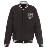 Los Angeles Kings - JH Design Reversible Fleece Jacket with Faux Leather Sleeves - Black/White - J.H. Sports Jackets