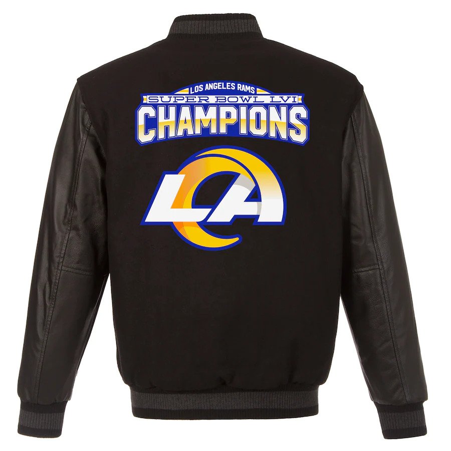 Los Angeles Rams Super Bowl LVI Champions Reversible Wool and Leather Full-Snap Jacket - Black 2X-Large