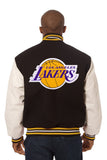 Los Angeles Lakers Domestic Two-Tone Wool and Leather Jacket-Black - JH Design