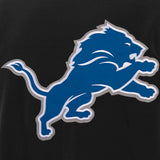 Detroit Lions - JH Design Reversible Fleece Jacket with Faux Leather Sleeves - Black/White - J.H. Sports Jackets