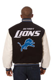 Detroit Lions Jets Two-Tone Wool and Leather Jacket - Black/White - J.H. Sports Jackets