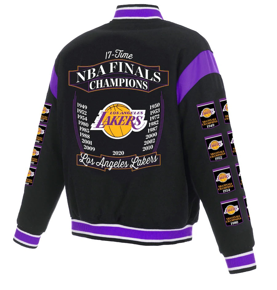 Los Angeles Lakers JH Design 17-Time NBA Finals Champions Reversible Full-Snap Jacket - Black Medium