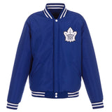 Toronto Maple Leafs - JH Design Reversible Fleece Jacket with Faux Leather Sleeves - Royal/White - J.H. Sports Jackets