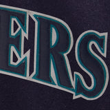 Seattle Mariners Two-Tone Wool Jacket w/ Handcrafted Leather Logos - Navy/Gray - JH Design