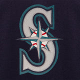 Seattle Mariners Two-Tone Wool Jacket w/ Handcrafted Leather Logos - Navy/Gray - JH Design