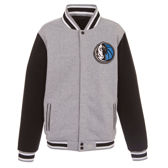 Dallas Mavericks Two-Tone Reversible Fleece Jacket - Gray/Black - JH Design