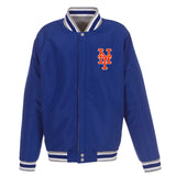 New York Mets Two-Tone Reversible Fleece Jacket - Gray/Royal - JH Design
