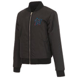 Miami Marlins JH Design Reversible Women Fleece Jacket - Black - JH Design