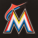 Miami Marlins - JH Design Reversible Fleece Jacket with Faux Leather Sleeves - Black/White - JH Design
