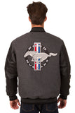 Mustang Wool & Leather Reversible Varsity Jacket - Charcoal/Black - JH Design