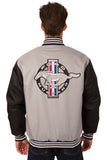 Mustang Poly Twill Varsity Jacket - Gray/Black - JH Design