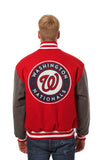 Washington Nationals Two-Tone Wool Jacket w/ Handcrafted Leather Logos - Red/Gray - JH Design