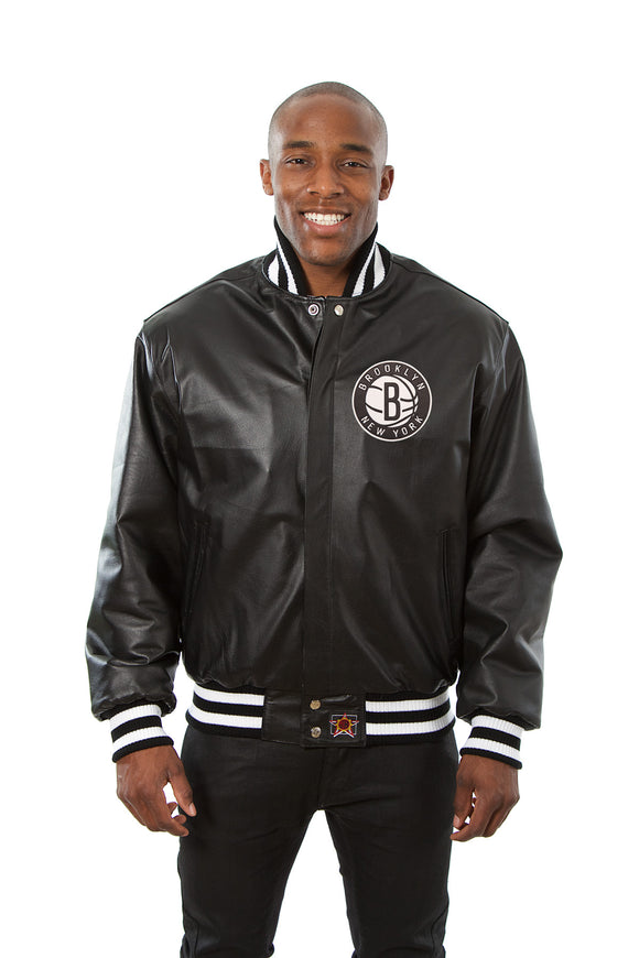 Brooklyn Nets Full Leather Jacket - Black - JH Design