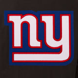 New York Giants Wool & Leather Reversible Jacket w/ Embroidered Logos - Black - J.H. Sports Jackets