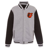 Baltimore Orioles Two-Tone Reversible Fleece Jacket - Gray/Black - J.H. Sports Jackets
