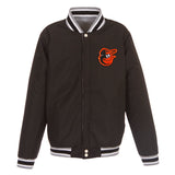 Baltimore Orioles Two-Tone Reversible Fleece Jacket - Gray/Black - J.H. Sports Jackets