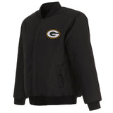 Green Bay Packers Reversible Wool Jacket - Black - JH Design