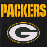 Green Bay Packers - JH Design Reversible Fleece Jacket with Faux Leather Sleeves - Black/White - J.H. Sports Jackets