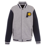 Indiana Pacers Two-Tone Reversible Fleece Jacket - Gray/Navy - JH Design