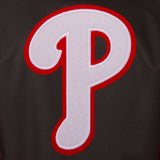 Philadelphia Phillies Poly Twill Varsity Jacket - Black/Red - JH Design