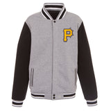 Pittsburgh Pirates Two-Tone Reversible Fleece Jacket - Gray/Black - J.H. Sports Jackets