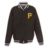 Pittsburgh Pirates Two-Tone Reversible Fleece Jacket - Gray/Black - JH Design