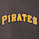 Pittsburgh Pirates Wool & Leather Reversible Jacket w/ Embroidered Logos - Charcoal/Black - J.H. Sports Jackets