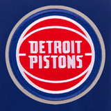 Detroit Pistons - JH Design Reversible Fleece Jacket with Faux Leather Sleeves - Royal/White - JH Design