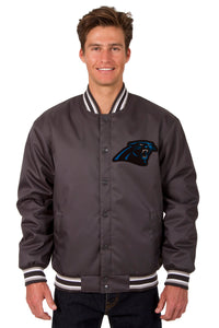 Carolina Panthers Poly Twill Varsity Jacket - Charcoal - JH Design