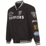 Las Vegas Raiders Commemorative Reversible Wool Championship Jacket - Black - J.H. Sports Jackets