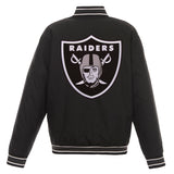 Las Vegas Raiders Poly Twill Varsity Jacket - Black - JH Design