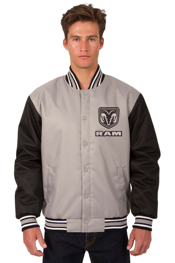 Dodge Ram Poly Twill Varsity Jacket - Gray/Black - JH Design
