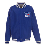 New York Rangers Two-Tone Reversible Fleece Jacket - Gray/Royal - J.H. Sports Jackets