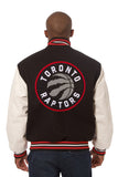 Toronto Raptors Domestic Two-Tone Wool and Leather Jacket-Black - JH Design