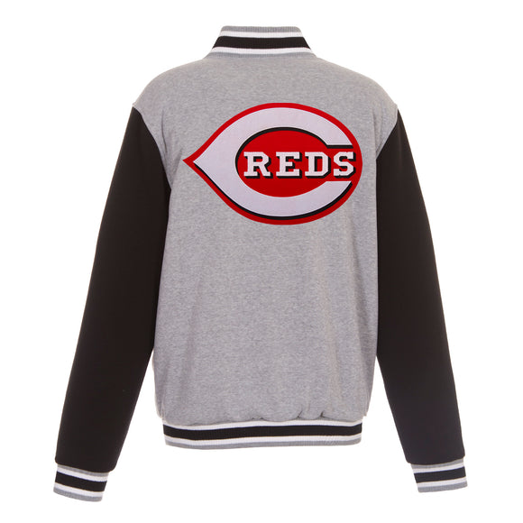 Cincinnati Reds Two-Tone Reversible Fleece Jacket - Gray/Black - J.H. Sports Jackets