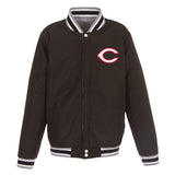 Cincinnati Reds Two-Tone Reversible Fleece Jacket - Gray/Black - JH Design