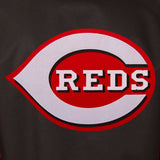 Cincinnati Reds Poly Twill Varsity Jacket - Black/Red - JH Design