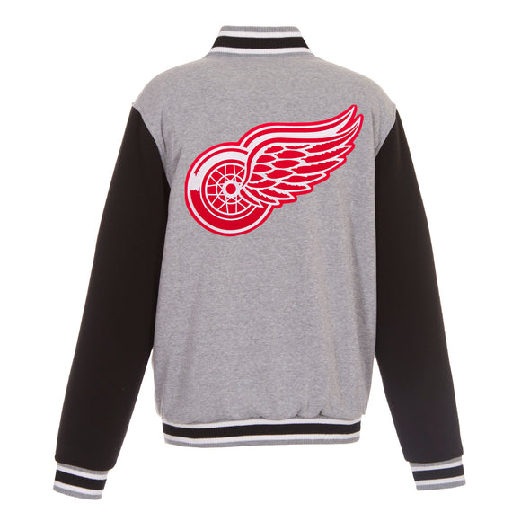 Detroit Red Wings Two-Tone Reversible Fleece Jacket - Gray/Black - J.H. Sports Jackets