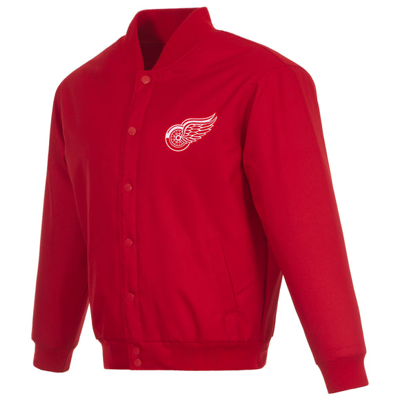 Detroit Red Wings Poly Twill Varsity Jacket - Red - J.H. Sports Jackets
