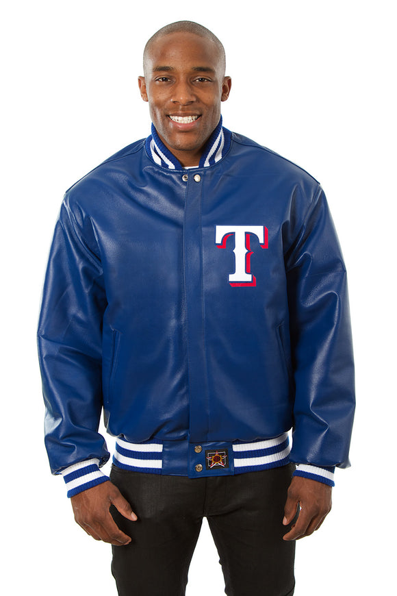 Texas Rangers Full Leather Jacket - Royal - JH Design