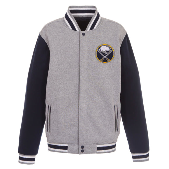 Buffalo Sabres Two-Tone Reversible Fleece Jacket - Gray/Navy - J.H. Sports Jackets