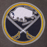 Buffalo Sabres Wool & Leather Reversible Jacket w/ Embroidered Logos - Charcoal/Navy - J.H. Sports Jackets