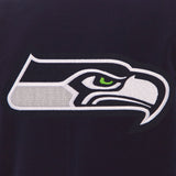 Seattle Seahawks - JH Design Reversible Fleece Jacket with Faux Leather Sleeves - Navy/White - J.H. Sports Jackets