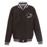 San Jose Sharks Two-Tone Reversible Fleece Jacket - Gray/Black - J.H. Sports Jackets