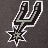 San Antonio Spurs Wool & Leather Reversible Jacket w/ Embroidered Logos - Charcoal/Black - J.H. Sports Jackets