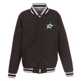 Dallas Stars Two-Tone Reversible Fleece Jacket - Gray/Black - J.H. Sports Jackets