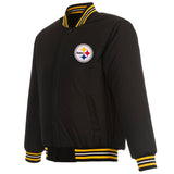 Pittsburgh Steelers Reversible Wool Jacket - Black - J.H. Sports Jackets