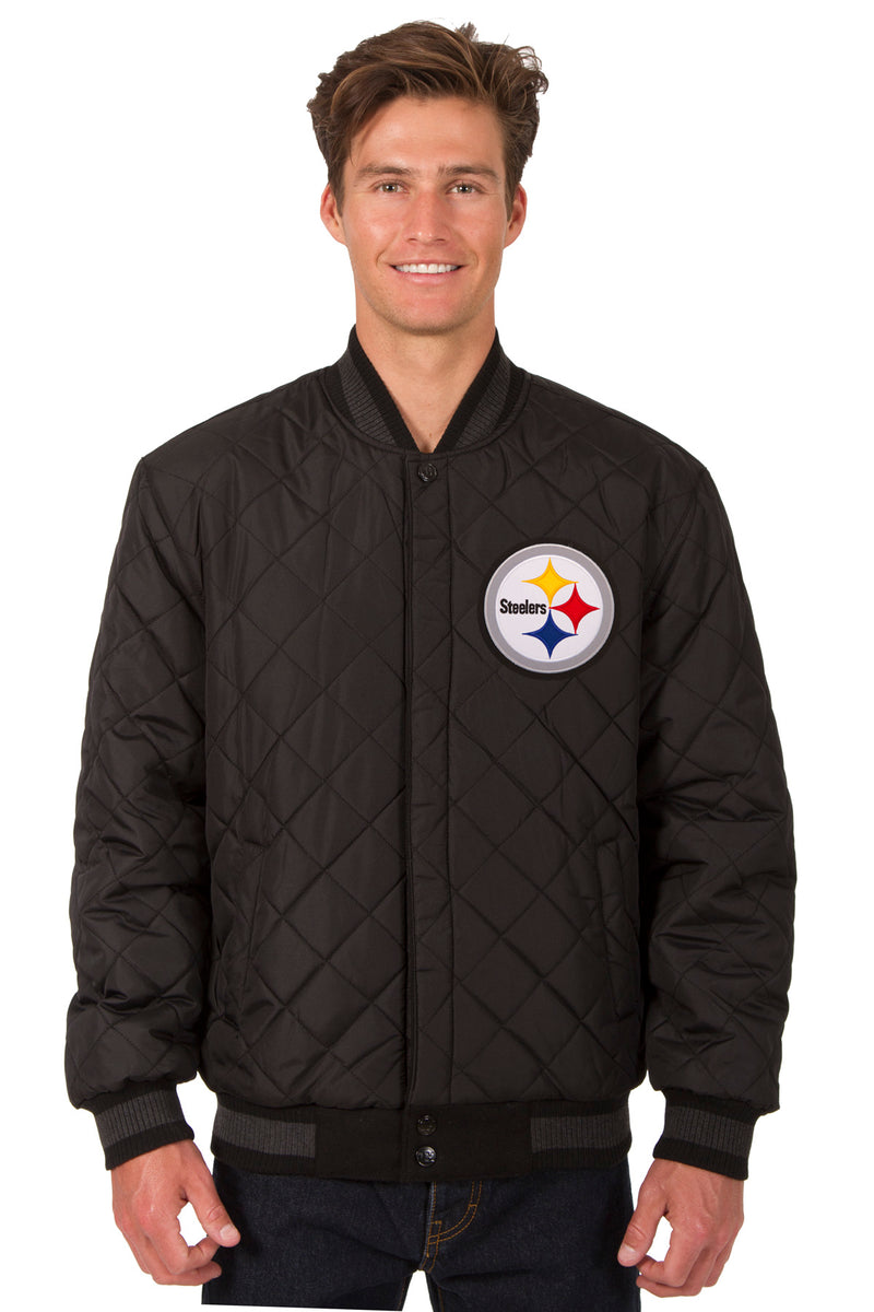 Pittsburgh Steelers Black and Gray Varsity Jacket