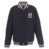 Detroit Tigers Two-Tone Reversible Fleece Jacket - Gray/Navy - J.H. Sports Jackets
