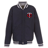 Minnesota Twins Two-Tone Reversible Fleece Jacket - Gray/Navy - J.H. Sports Jackets